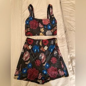 Minnow Bathers High Waisted 2-piece Floral Patterned Swimsuit Sz S